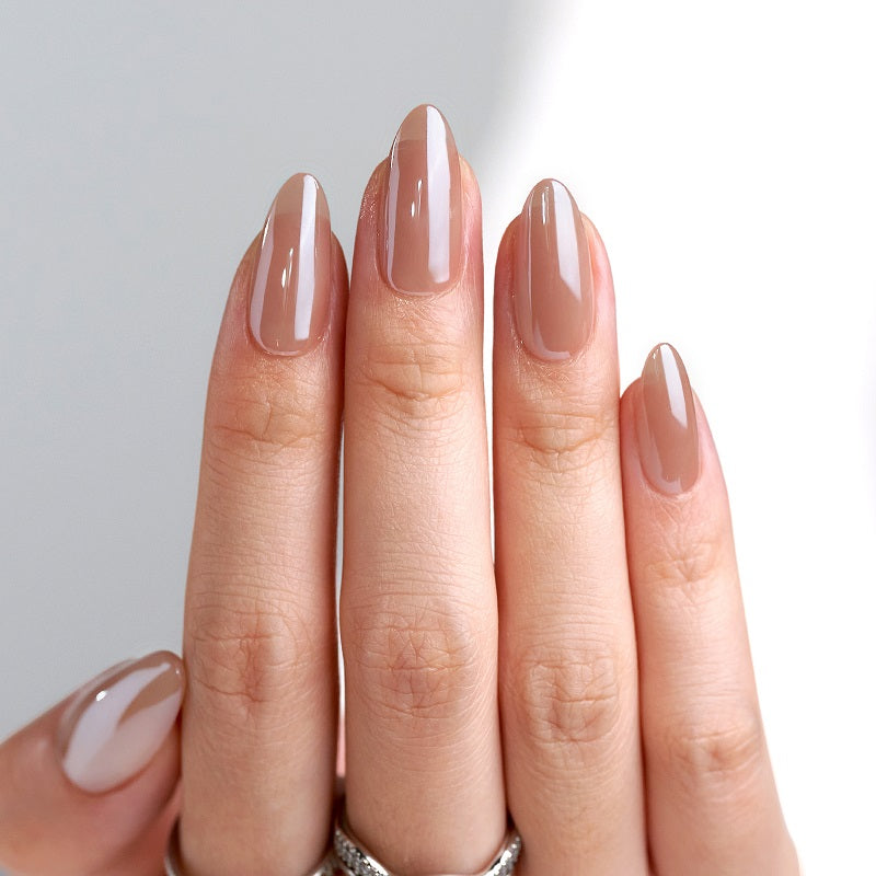 20 Hailey Bieber Chocolate Brown Glazed Donut Nails