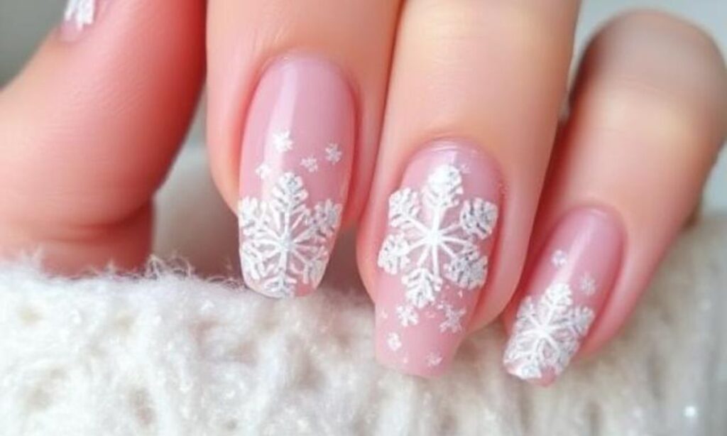 3D Snowflake Winter Wedding Nails