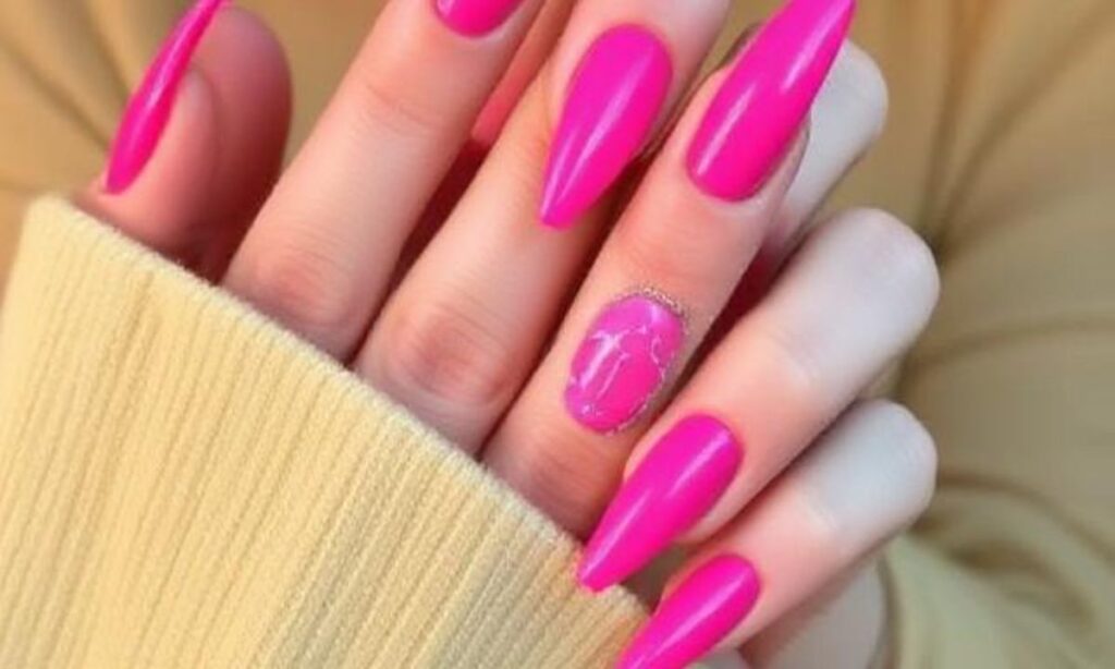 _Long Baddie Hot Pink Nails