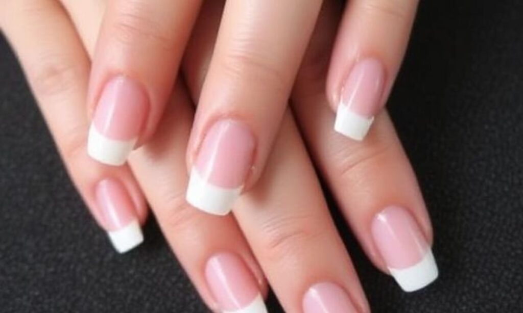 Short French Tip Bride Nails
