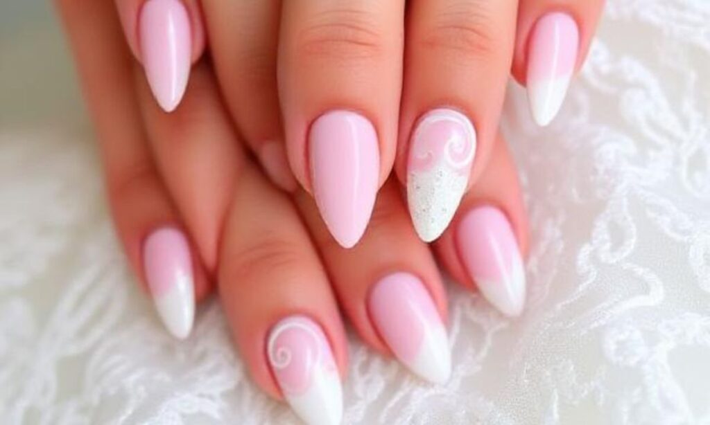 Swirl Wedding Nails For The Bride
