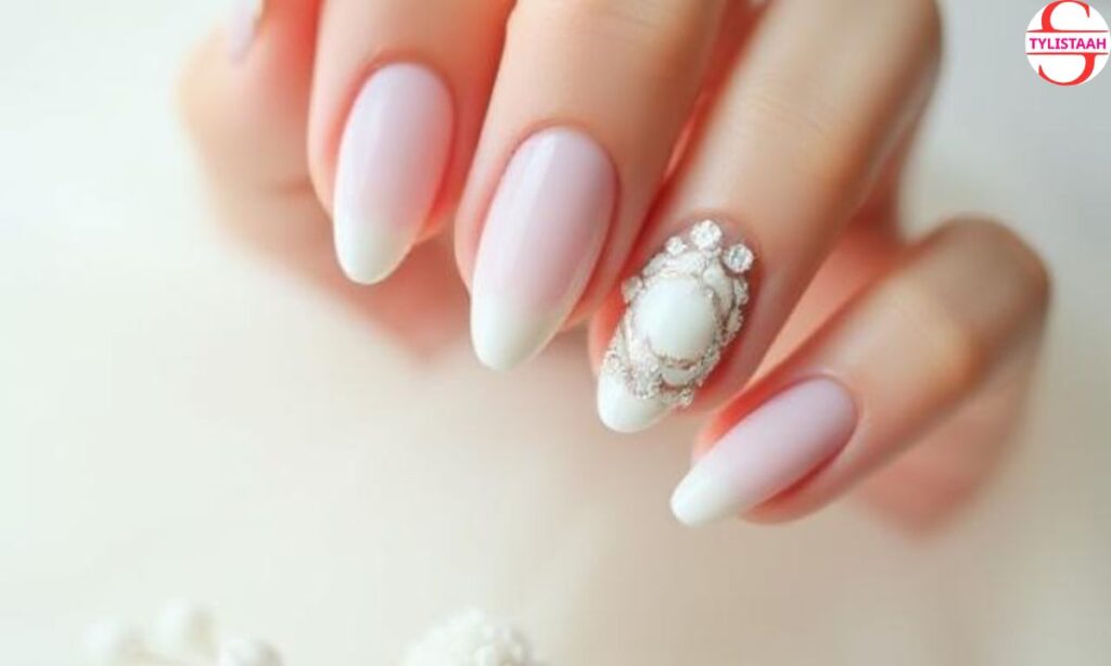 cotton-wedding-nails-for-the-bride