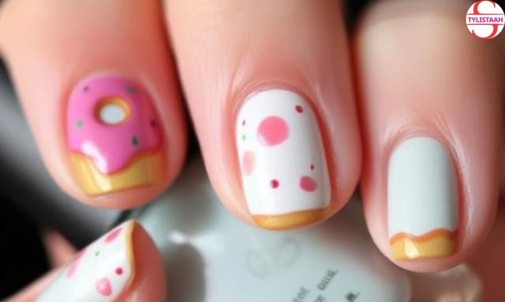 glazed-donut-nails-with-a-french-twist