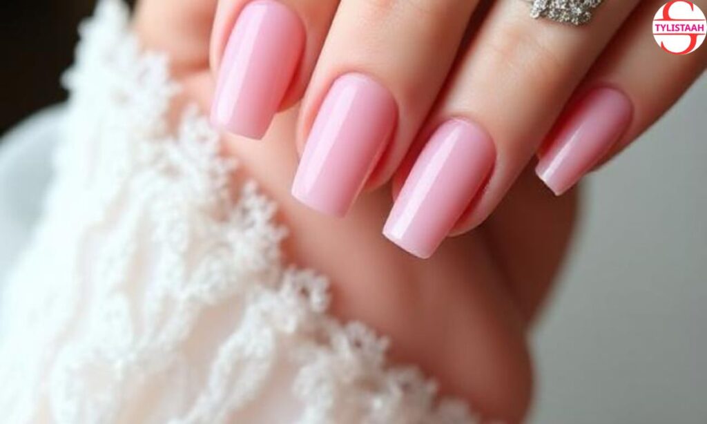 pink-square-wedding-nails-for-the-bride