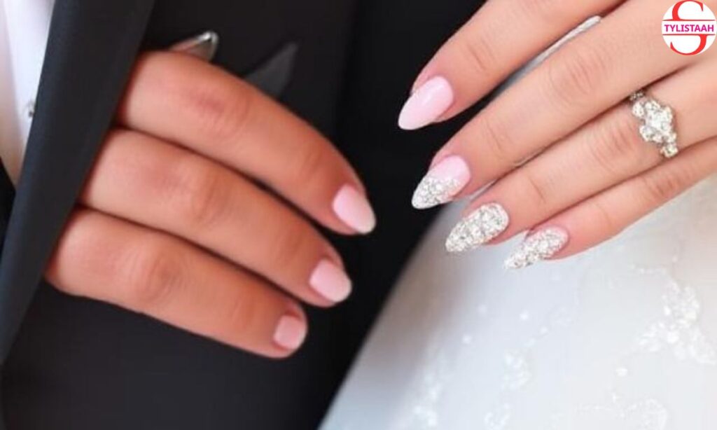 short-nails-with-rhinestones-for-the-bride