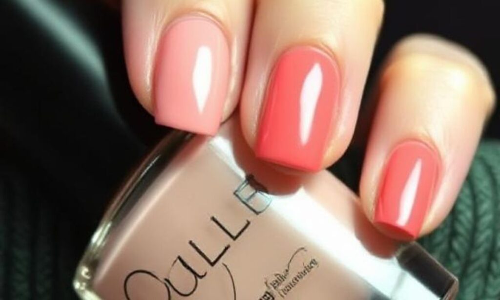 37. Shiny Coral Nail Design