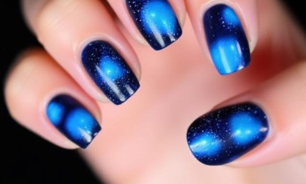 Blue Negative Space Nail Art