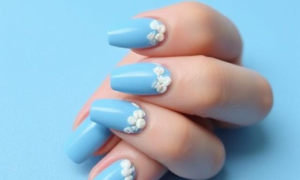 Blue Seashell Nails