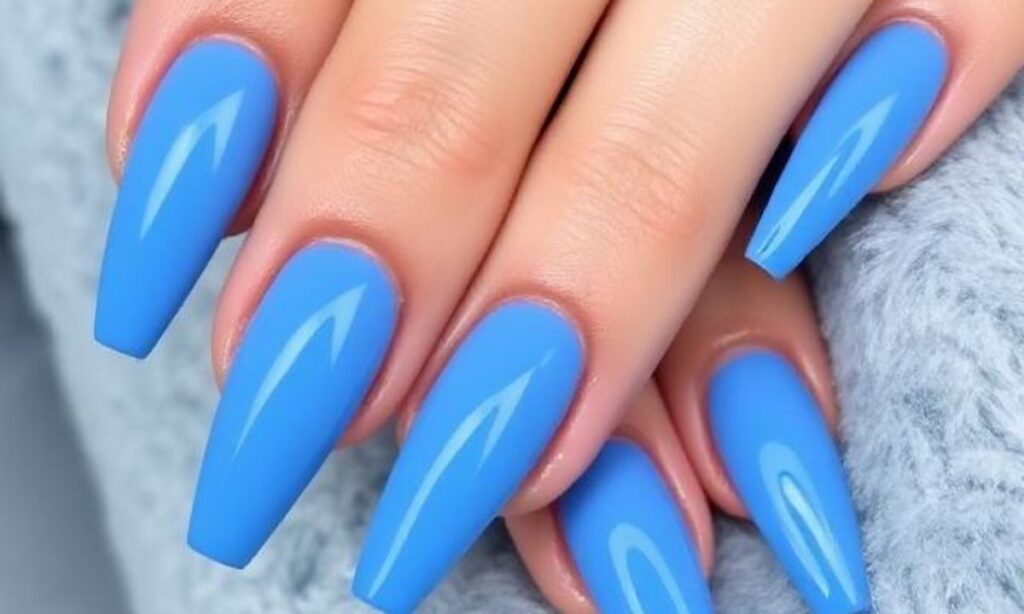 Blue Short Chrome Nails