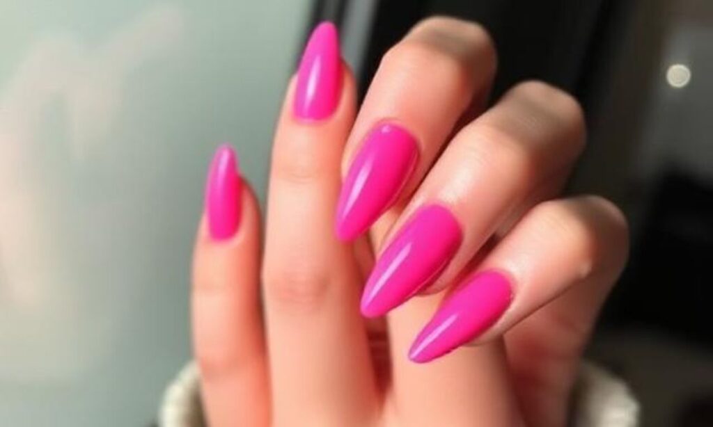 Bright Pink Chrome Nails