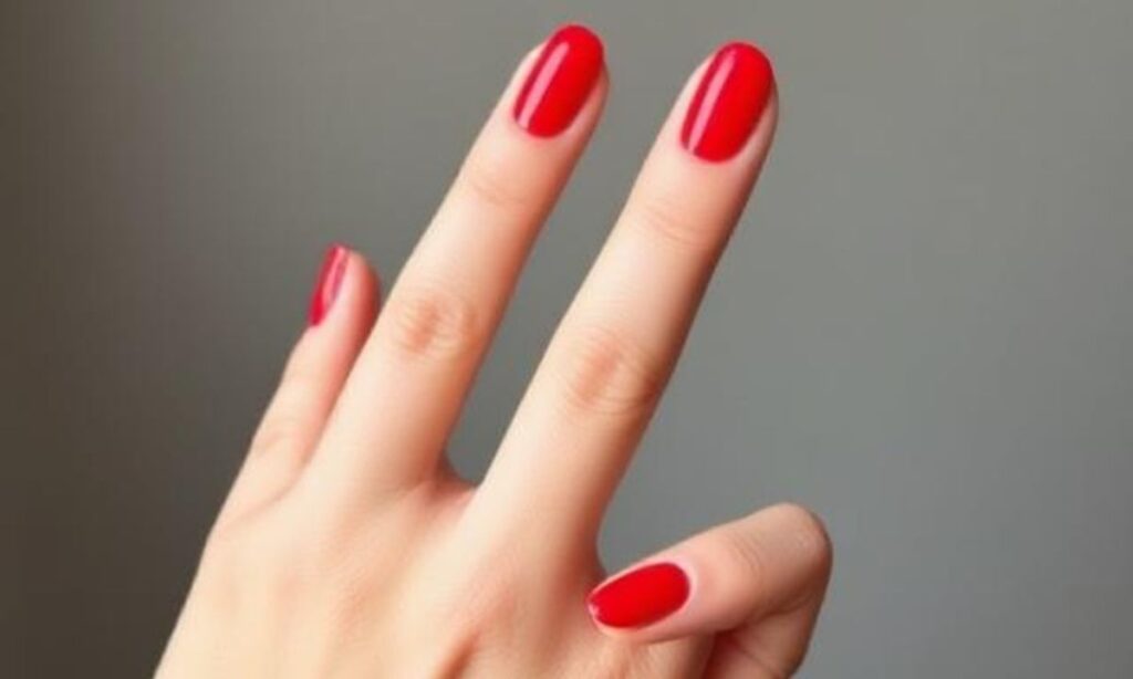 Bright Red Almond Manicure