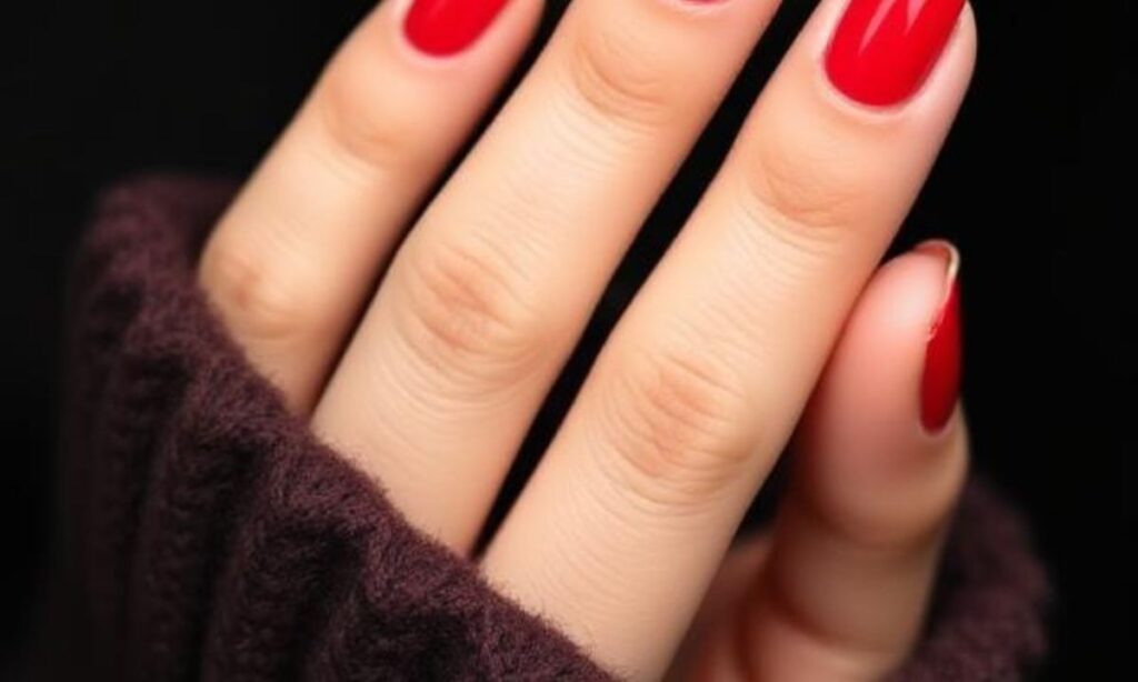 Bright Red Almond Nails