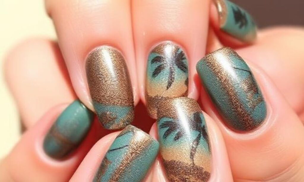 Bronze Beach Nail Design