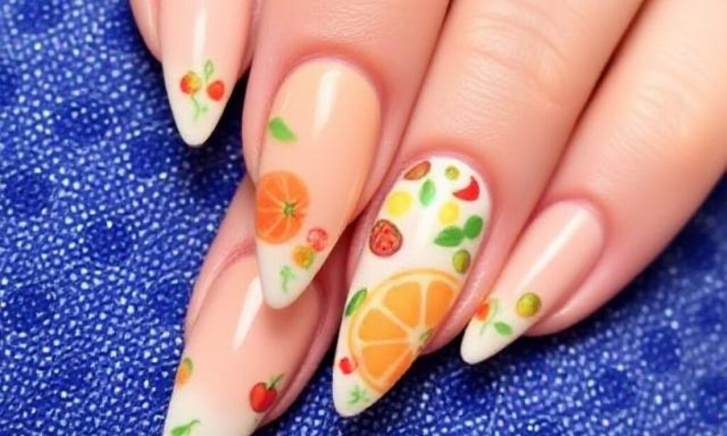 Citrus Fruit Mix Stiletto Nails