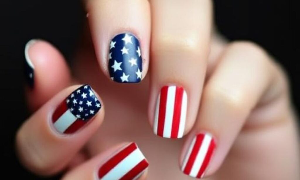 _Classic American Flag Short Nails