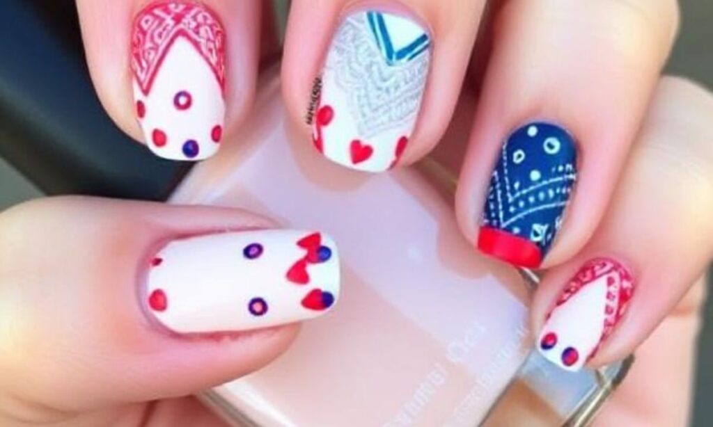 Cute 4th Of July Bandana Nails