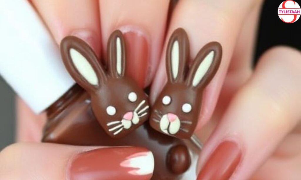 Cute Chocolate Bunny Nails