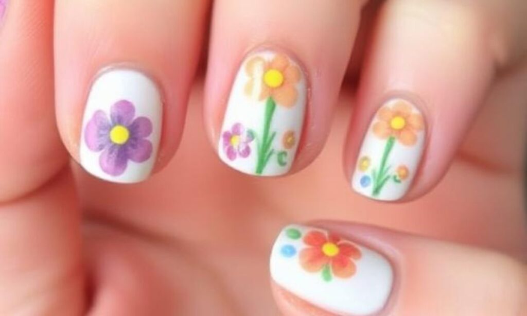 Cute Happy Flower Nails