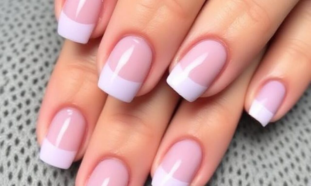 Cute Lavender French Tip Nails