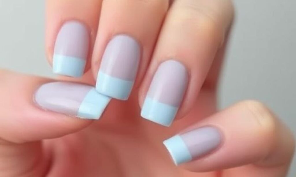 Cute Light Blue French Manicure