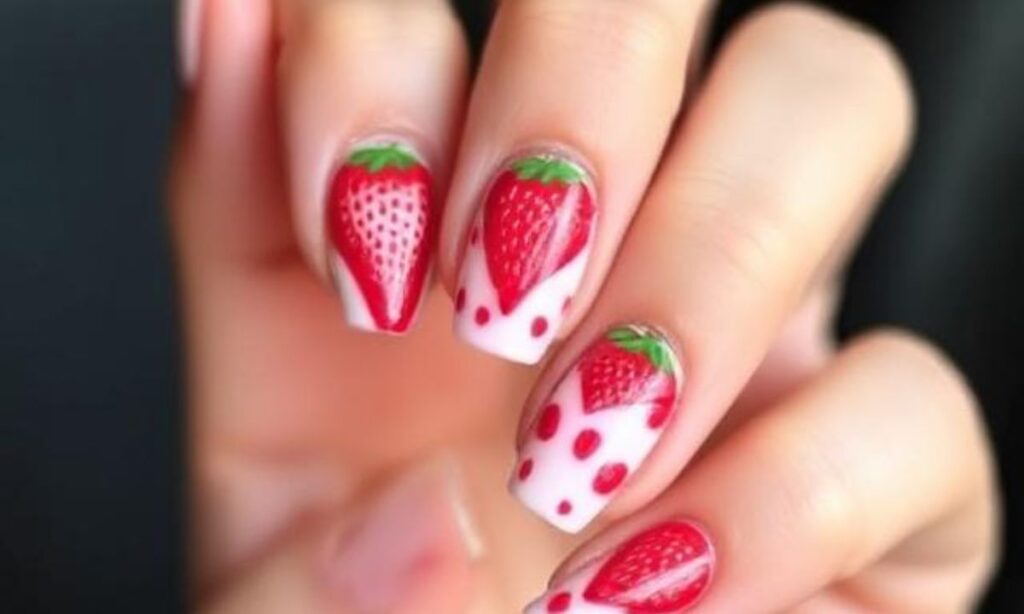 Cute Strawberry Summer Fruit Nails