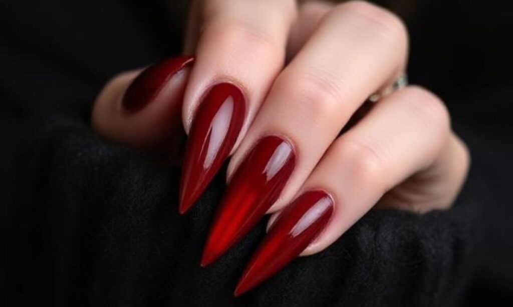 Deep Red Coffin Nails