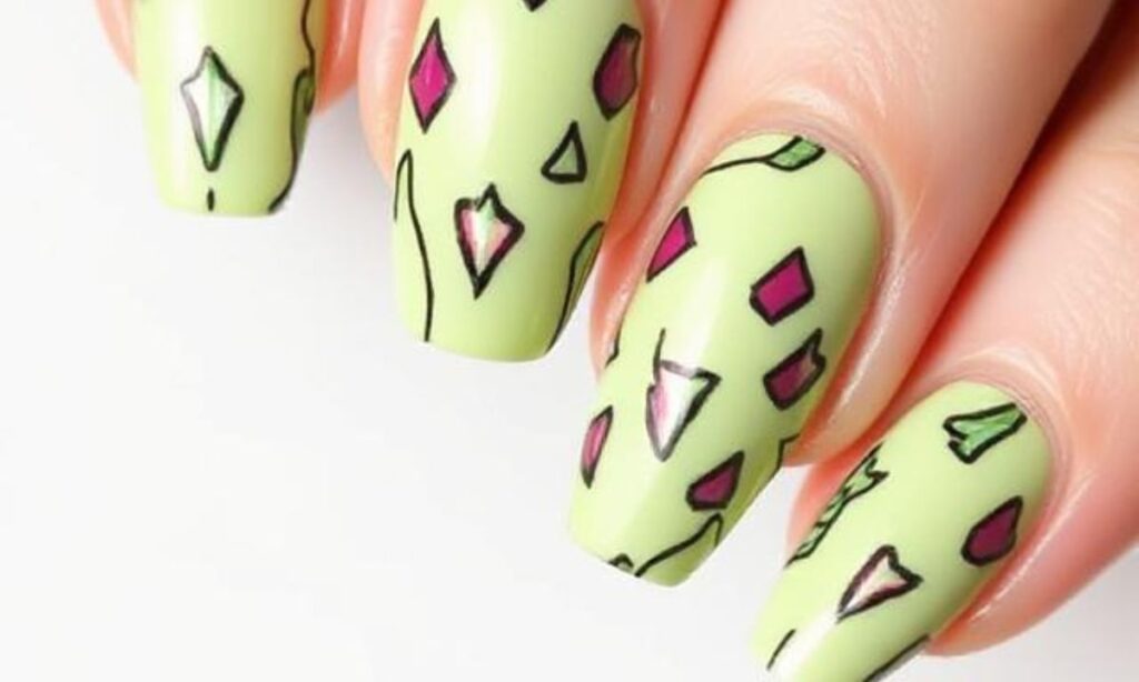 Dragon Fruit Outline Nails