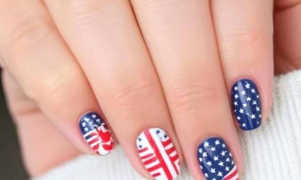 Easy American National Day Short Nails