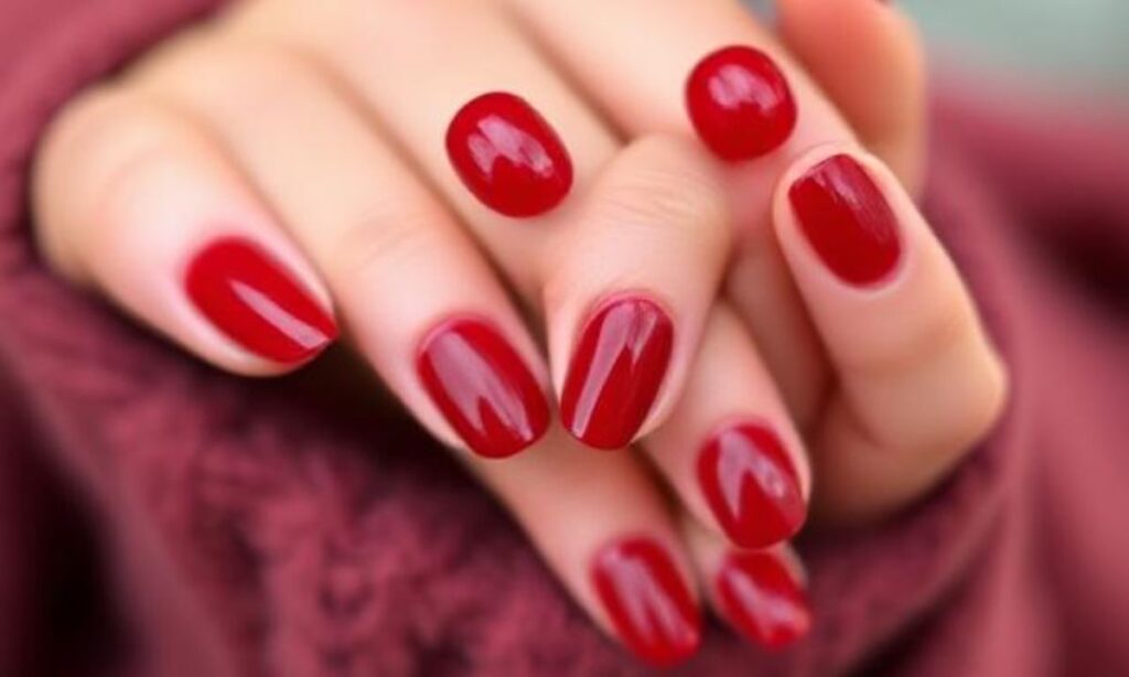 Elegant Cherry Short Manicure
