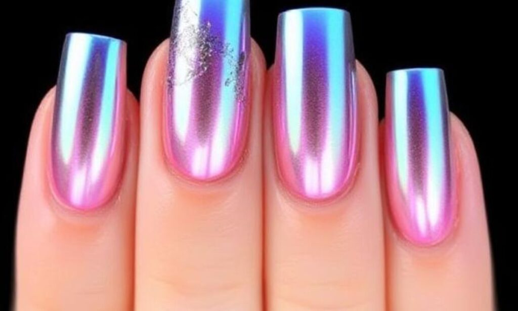 Elegant Chrome Ombre Spring Nail Art