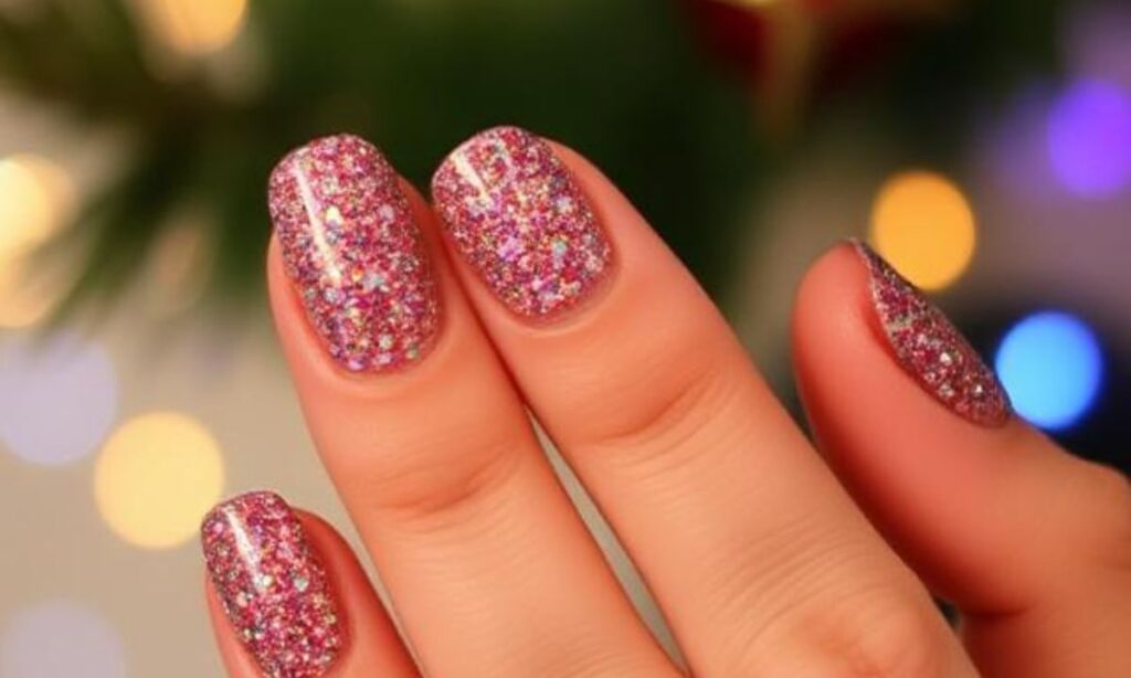 Festive Manicure With Glitter