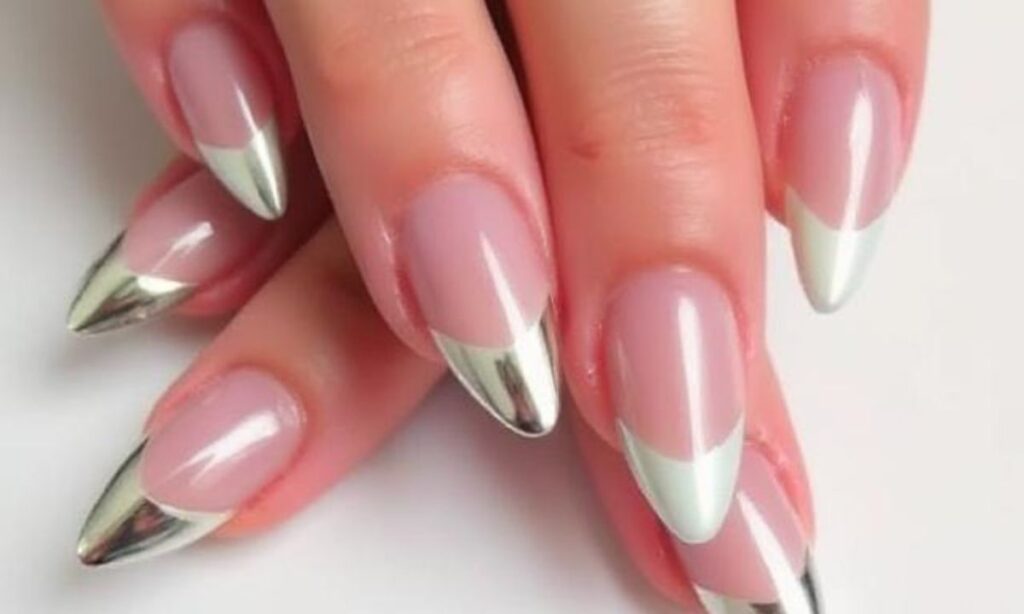 French Tip Chrome Nails