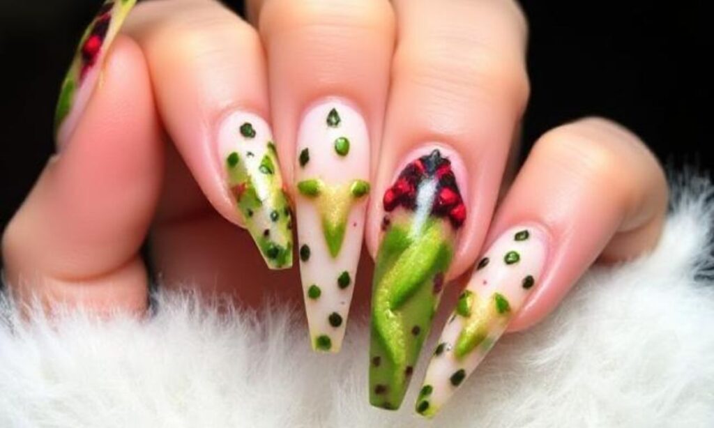 Fun Long Dragon Fruit Nails