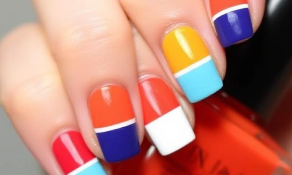 Fun Whimsical French Color-Block Nails