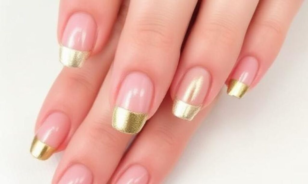 Gold Deconstructed French Tip Nails