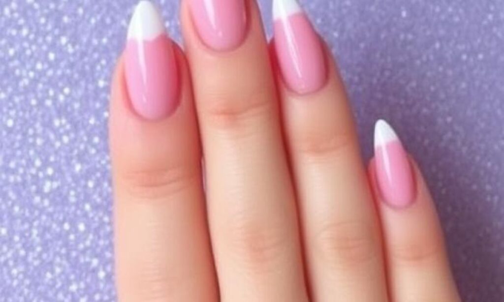 Heart-Shaped French Tip Stiletto Nails