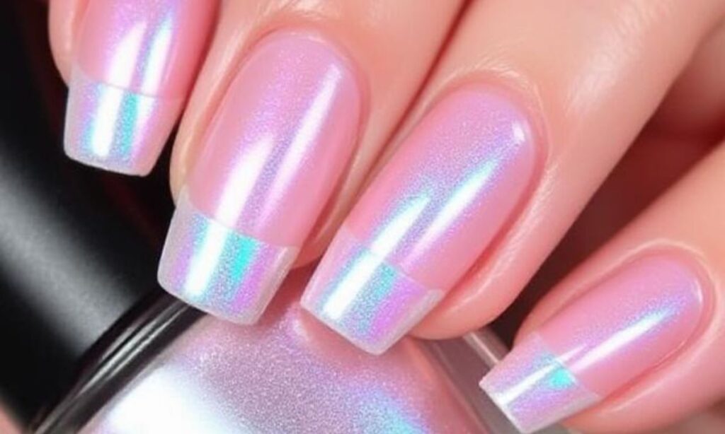 Iridescent French Tip Nails