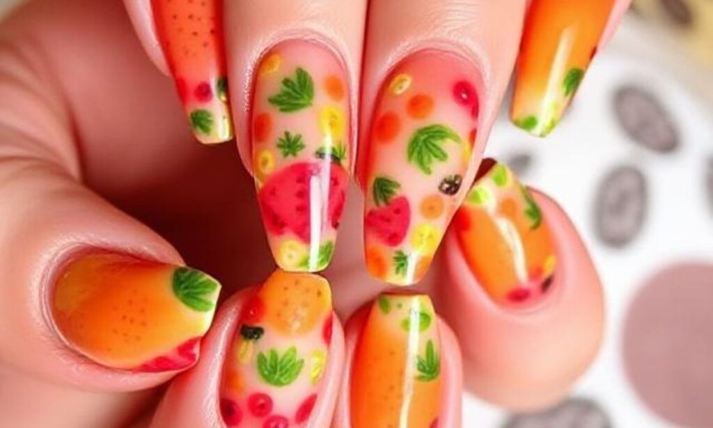 Juicy Summer Fruit Coffin Nails