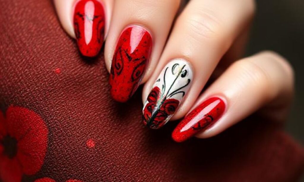 Lady In Red Nail Design