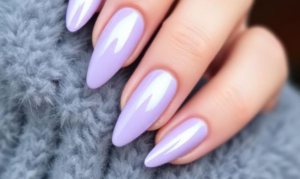 Lavender Almond Chrome Nails
