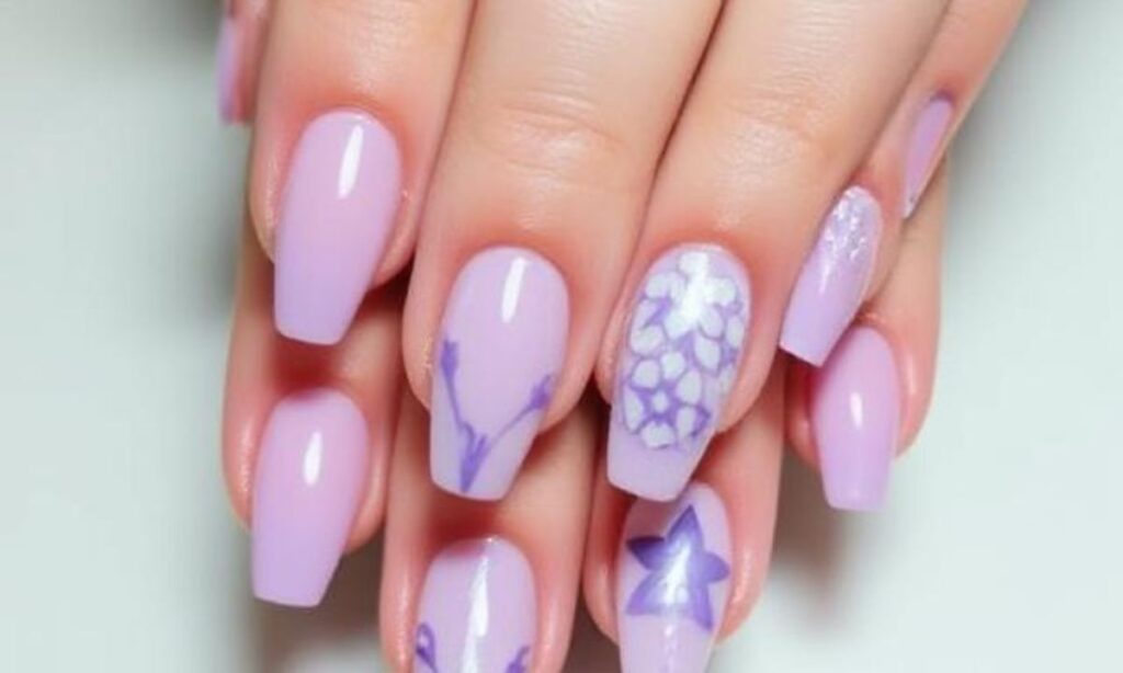 Lavender Aura Nails With Design