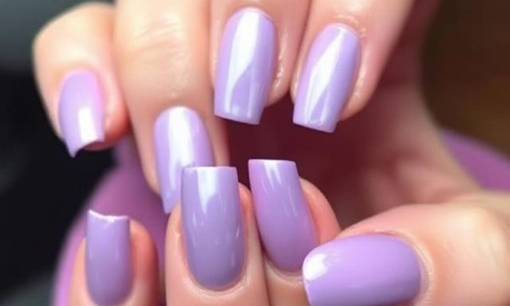 Lavender Chrome Short Nails