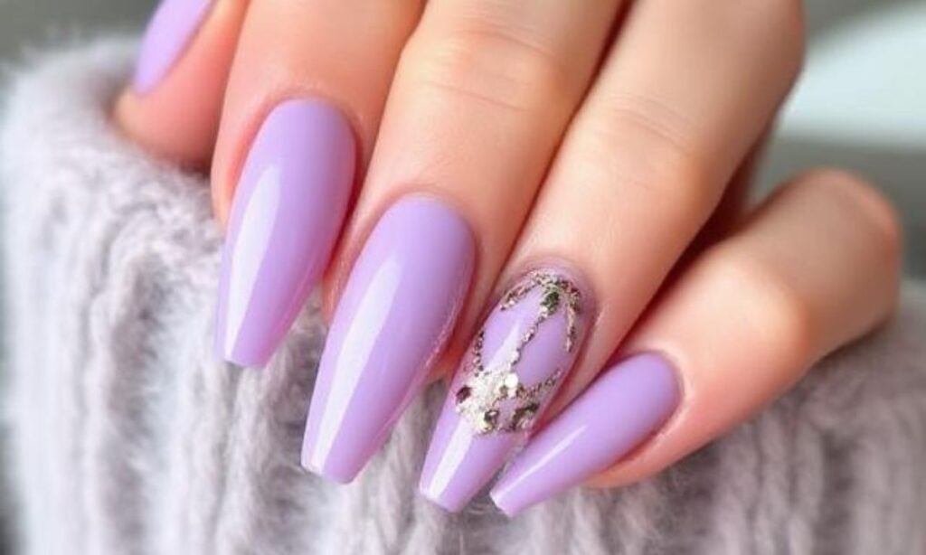 Lavender Short Chrome Nails