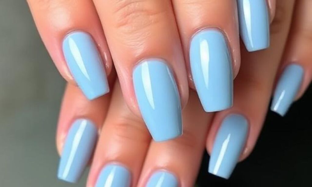 Light Blue Chrome Nails