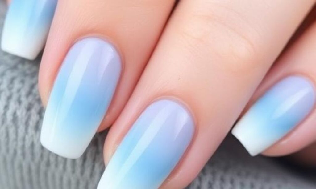 Light Blue Ombré Nail Design