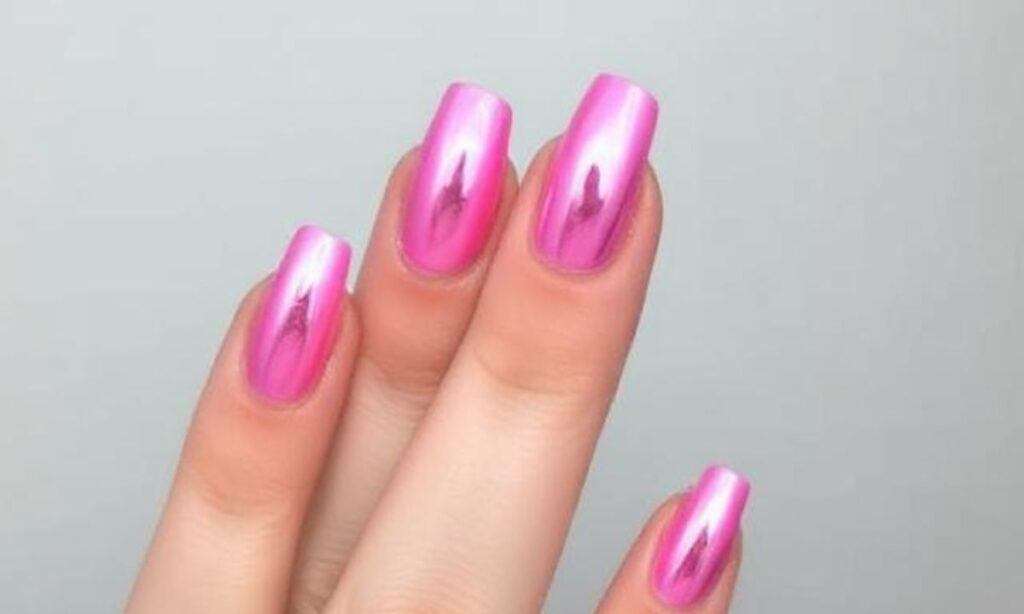 Light Magenta Chrome Nails