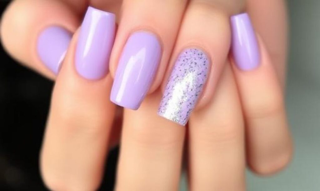 Light Purple Nails With Glitter