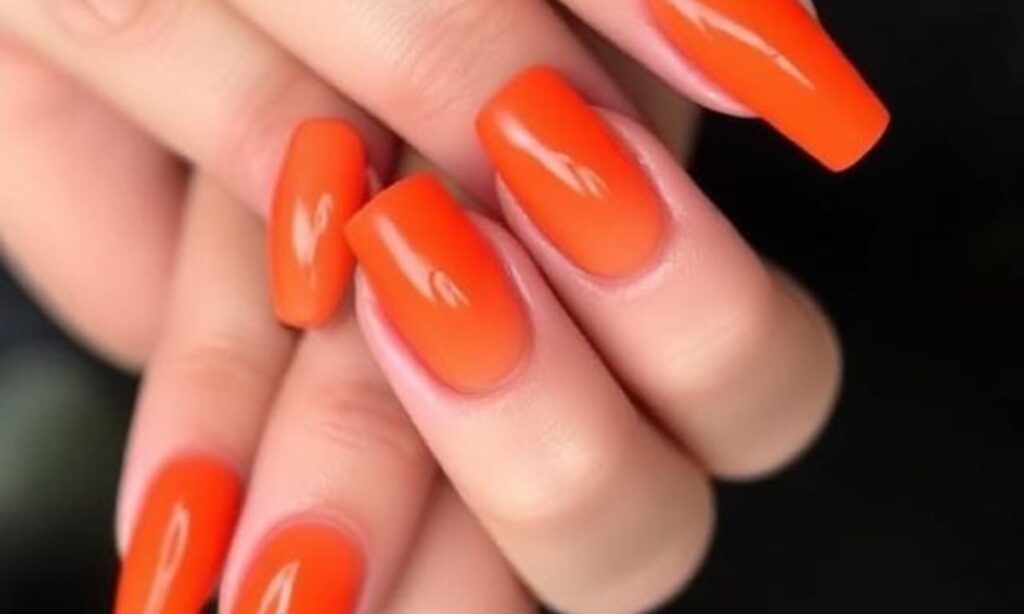 Long Orange Ombré Nails