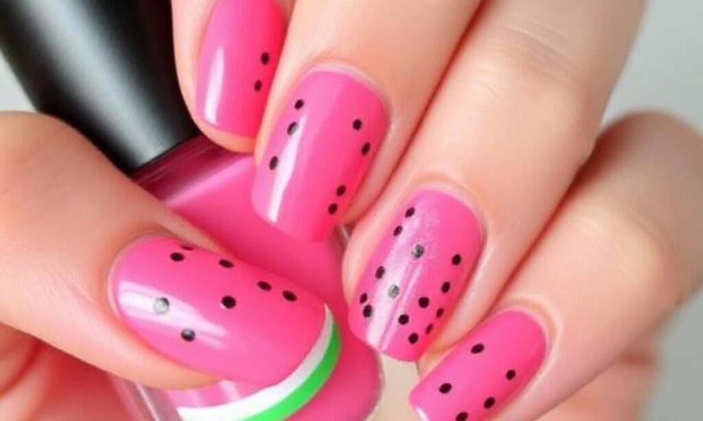 Neon Watermelon Summer Nail Art