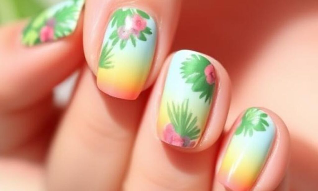 Ombré Tropical Summer Beach Nails